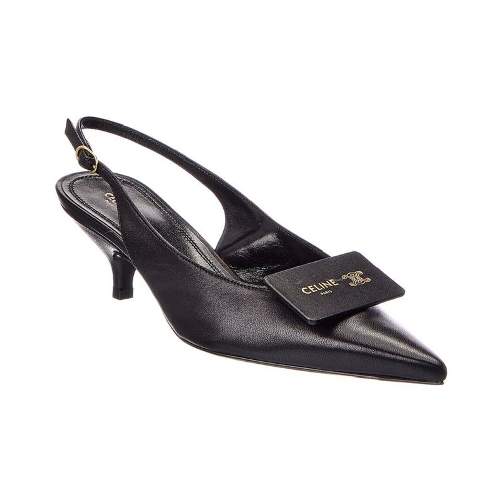 Celine Signature Leather Slingback Pump, Black